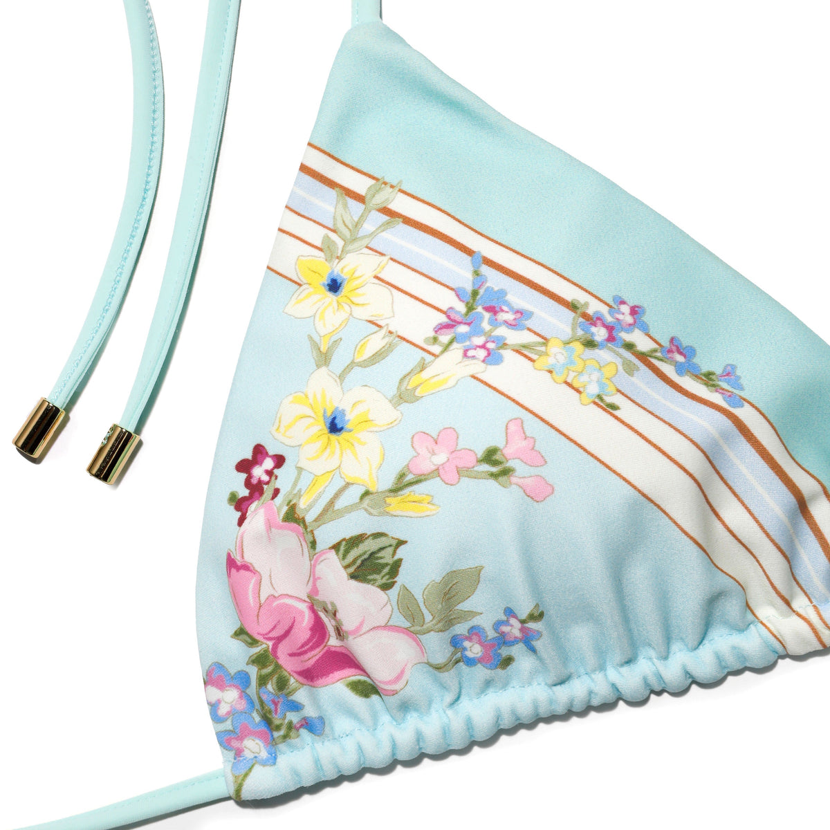 Nane Yeşili Çiçek Desenli Bikini Üstü