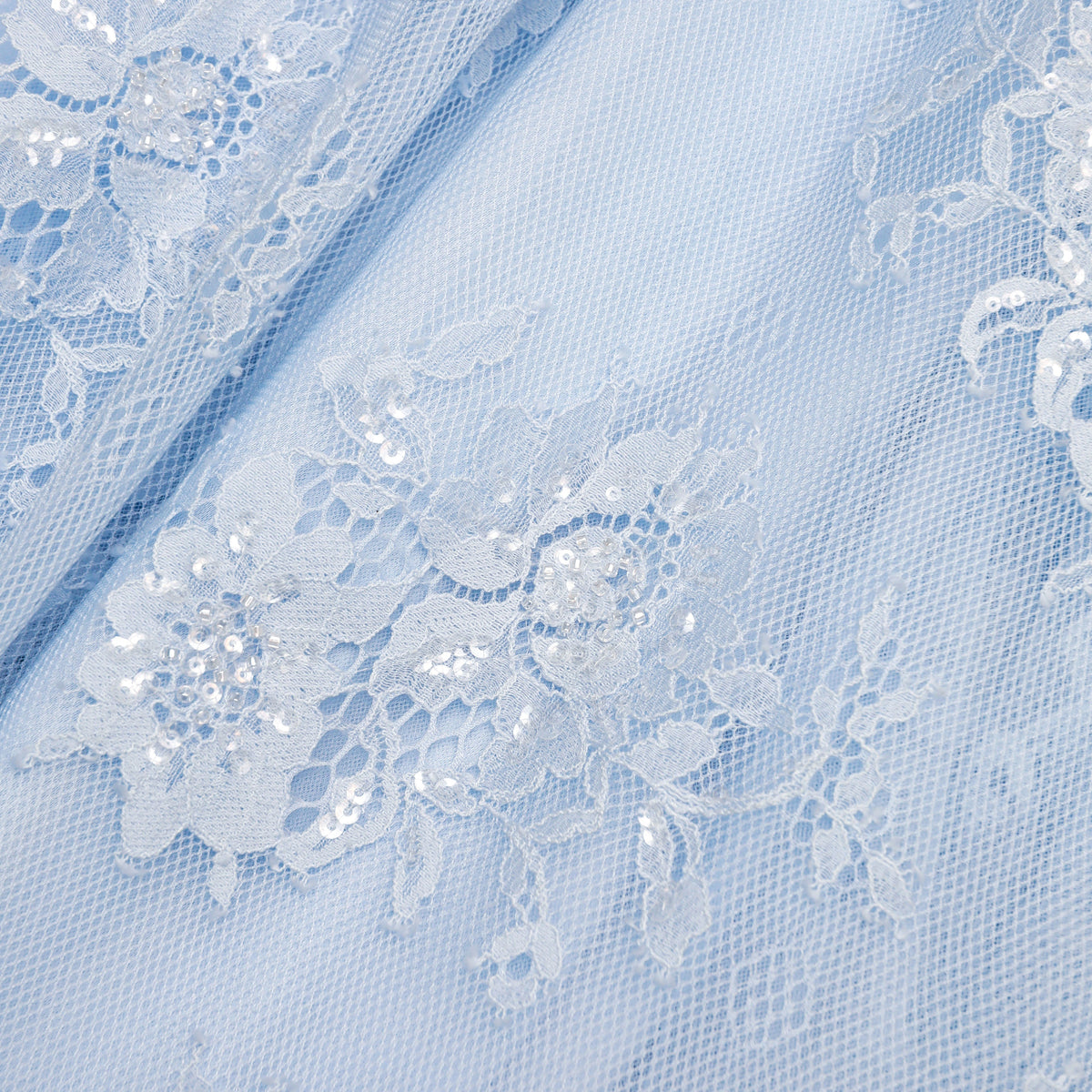 Mavi Dantel İşleme Detaylı Kaftan Elbise