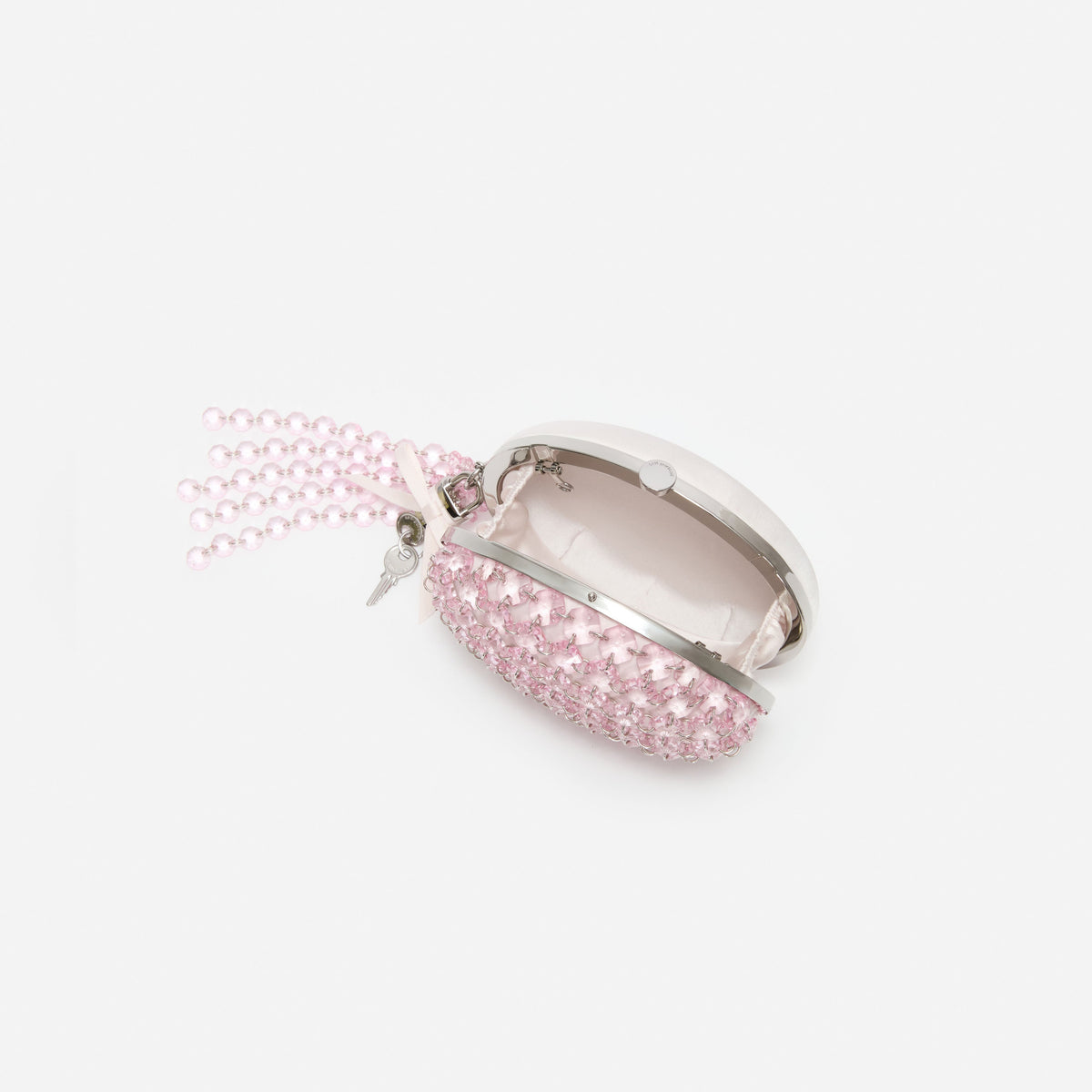 Pembe Oval Kristal Zincir Detaylı Portföy Çanta