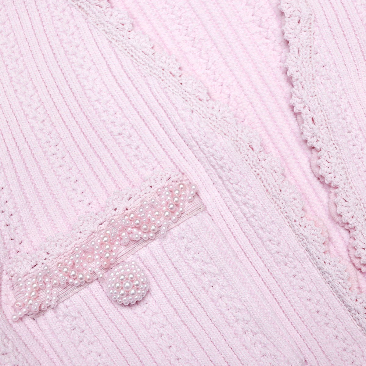 Pembe İnci Detaylı Örgü Mini Elbise