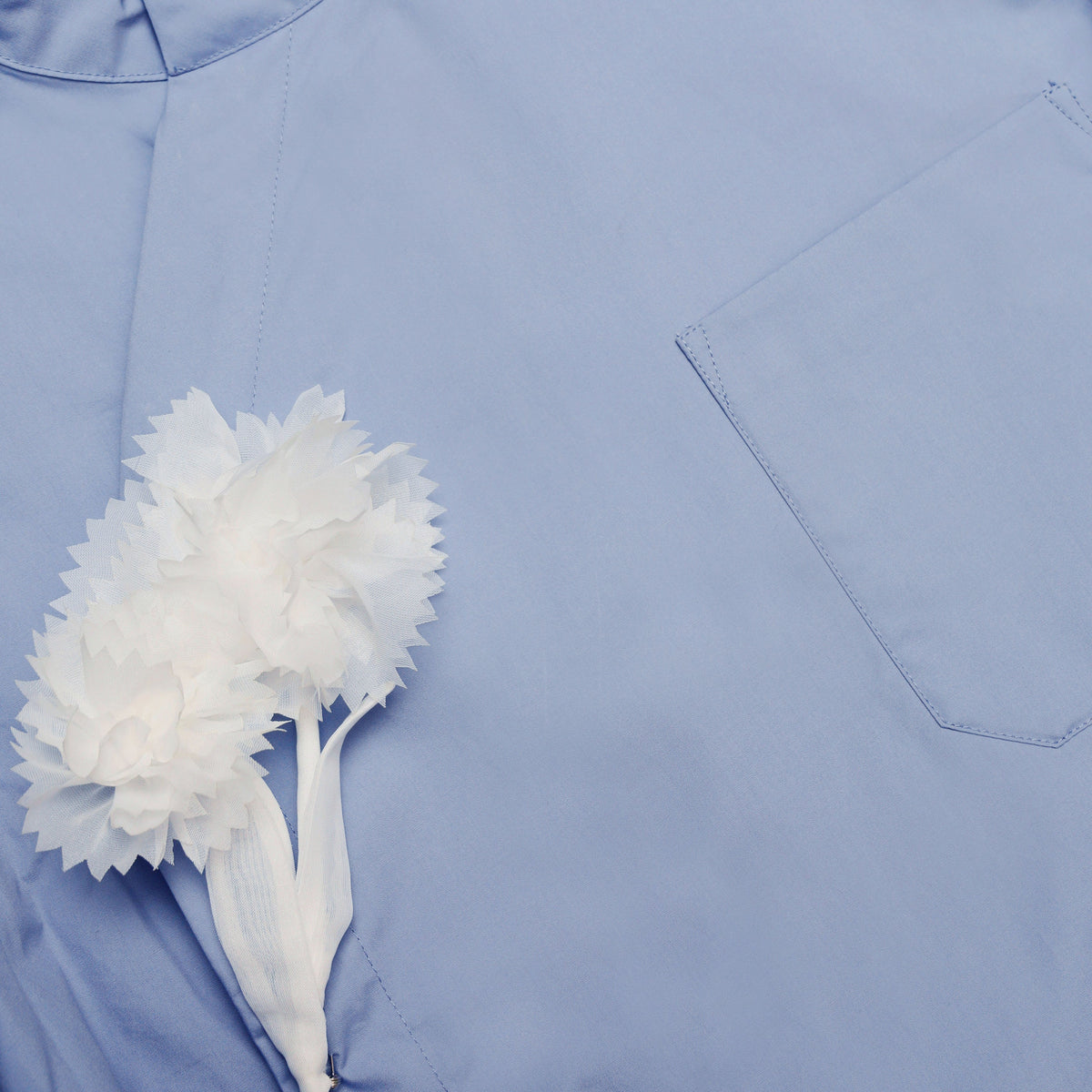 Mavi Fiyonk Detaylı Pamuklu Crop Bluz