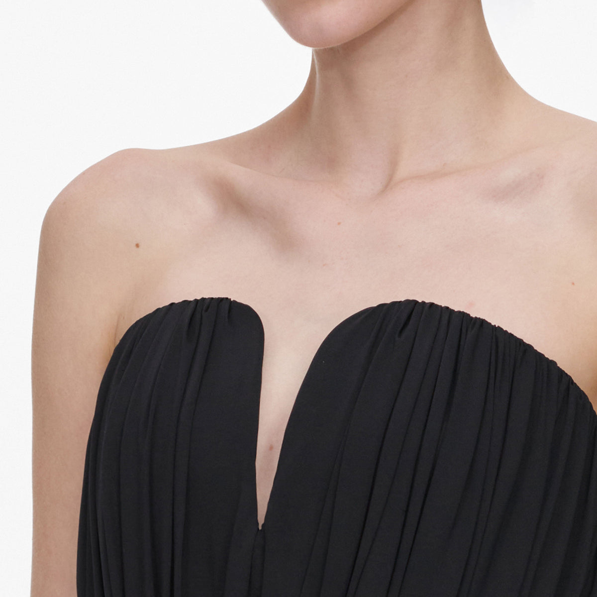 Siyah Jarse ve Bandeau Detaylı Büstiyer Üst