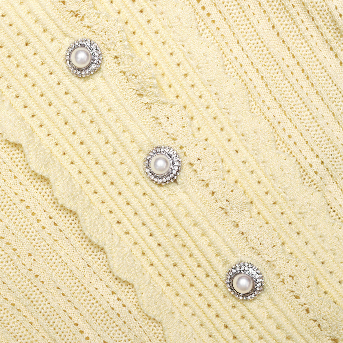 Sarı Ajurlu Peplum Detaylı Triko Mini Elbise