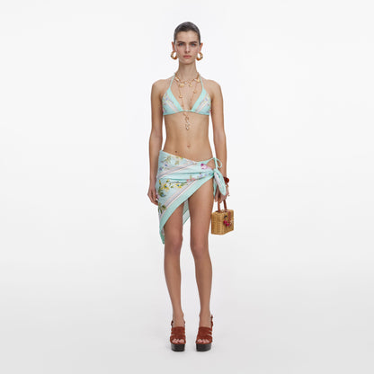 Nane Yeşili Çiçek Desenli Bikini Üstü