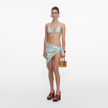 Nane Yeşili Çiçek Desenli Bikini Üstü