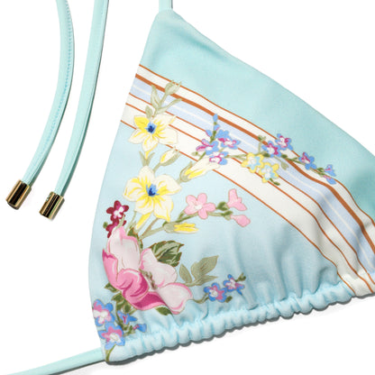 Nane Yeşili Çiçek Desenli Bikini Üstü