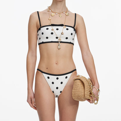 Beyaz Puantiyeli ve Yan Bağlama Detaylı Bikini Altı