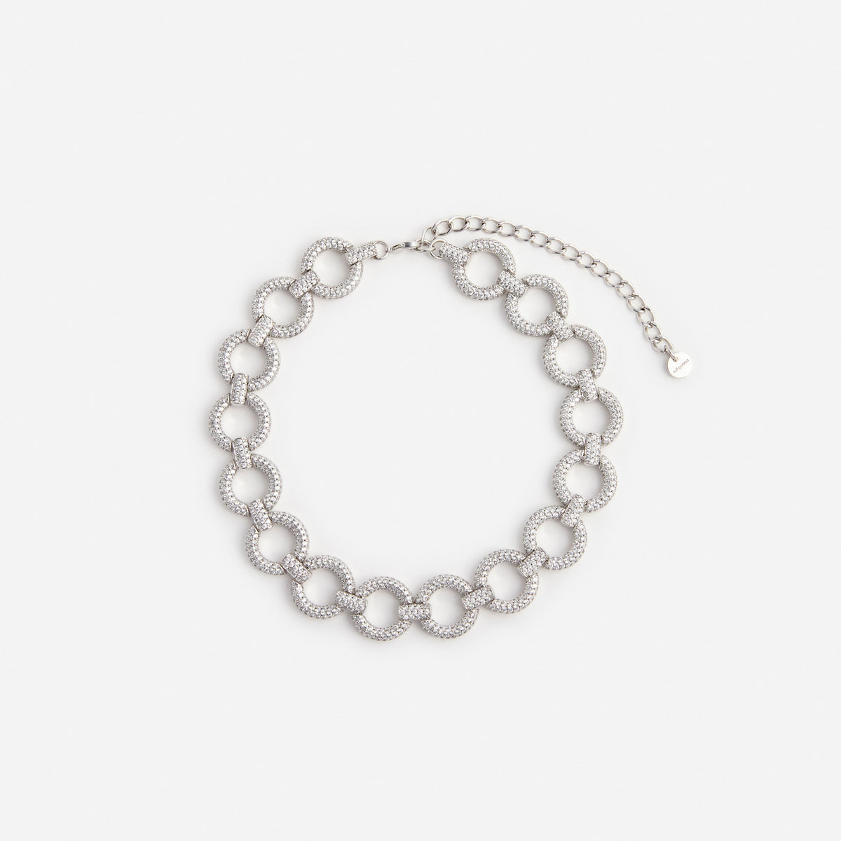 Gümüş Kristal Detaylı Zincir Choker Kolye