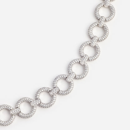 Gümüş Kristal Detaylı Zincir Choker Kolye