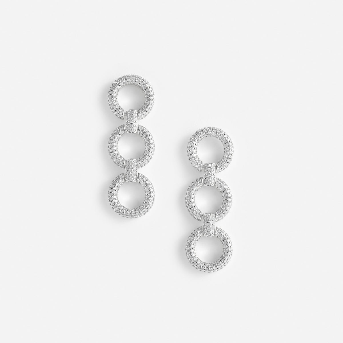 Gümüş Kristal Üç Katmanlı Küpe
