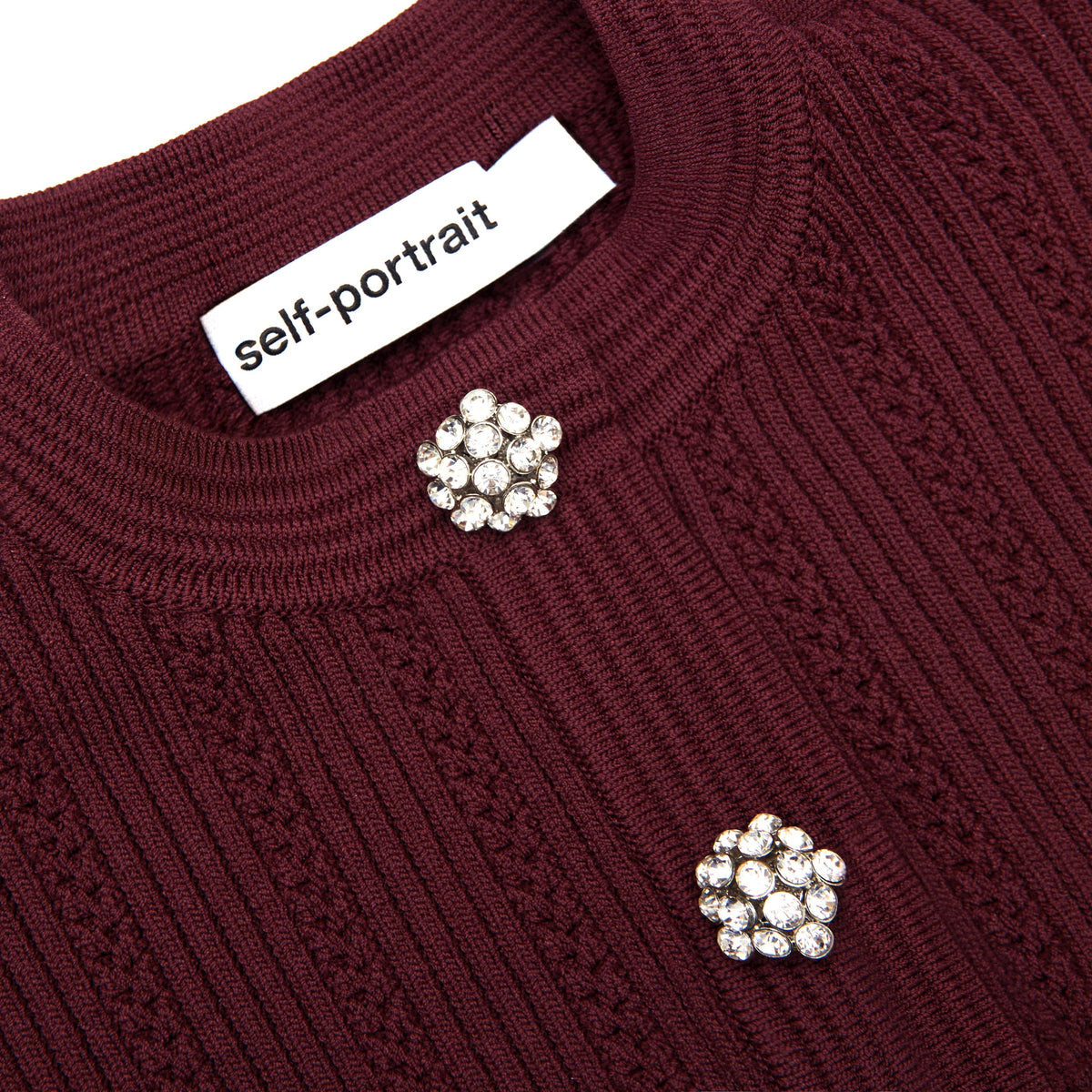 Bordo Ajurlu Örgü Peplum Detaylı Midi Elbise