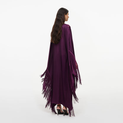 Mor Saten Püskül Detaylı Kaftan