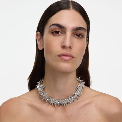 Gümüş Boncuk Detaylı Choker Kolye