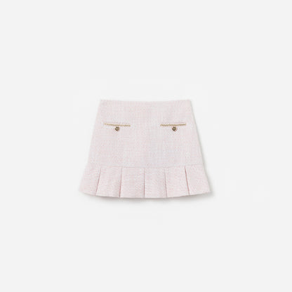 Pembe Şerit Detaylı Buklet Çocuk Etek