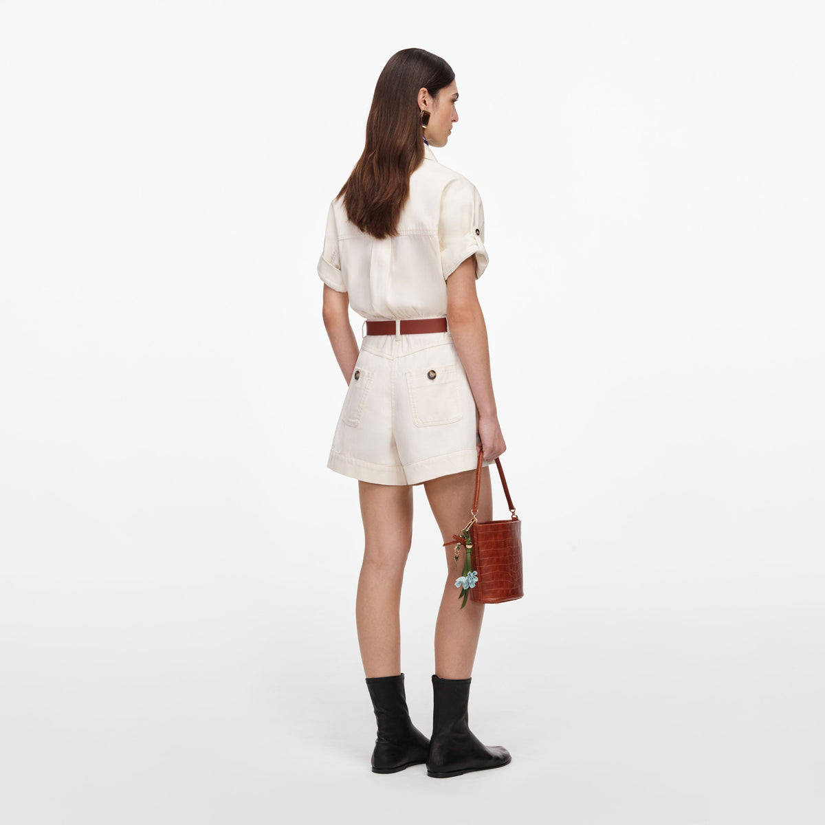 Krem Rengi Denim Tulum