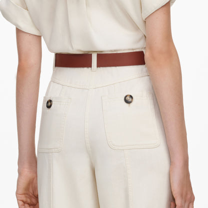 Krem Denim Kemerli Tulum