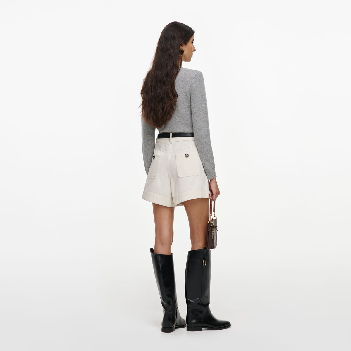 Krem Denim Mini Şort