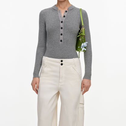 Krem Cep Detaylı Denim Pantolon