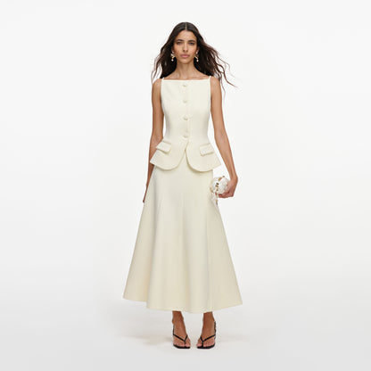 Sarı Krep Peplum Midi Elbise