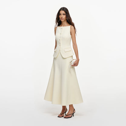 Sarı Krep Peplum Midi Elbise