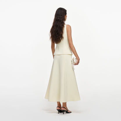 Sarı Krep Peplum Midi Elbise