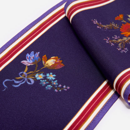 Çok Renkli Çiçek Desenli Twill İpek Eşarp