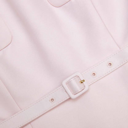 Pembe Tafta ve Kemer Detaylı Midi Elbise