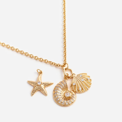 Altın Kristal Çoklu Sallantılı Kolye
