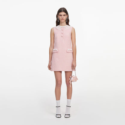 Pembe Dantel Yaka Buklet Mini Elbise