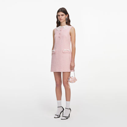 Pembe Dantel Yaka Buklet Mini Elbise