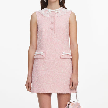Pembe Dantel Yaka Buklet Mini Elbise