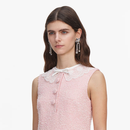 Pembe Dantel Yaka Buklet Mini Elbise