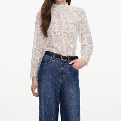 Mavi Taş Çizgili Denim Jean Pantolon