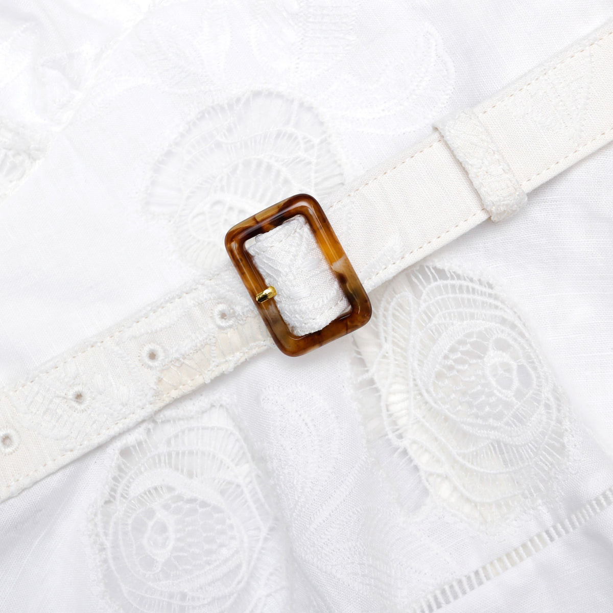 Beyaz Keten Karışımlı Peplum Üst
