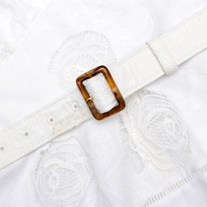 Beyaz Keten Karışımlı Peplum Üst