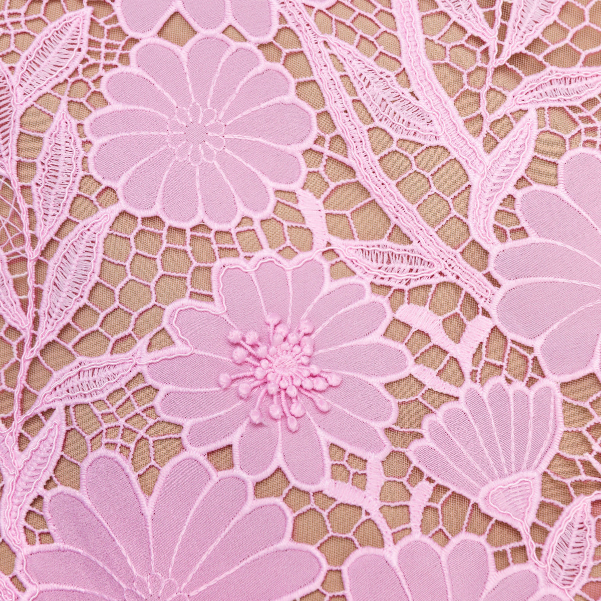 Pembe Dantel Detaylı Mini Elbise