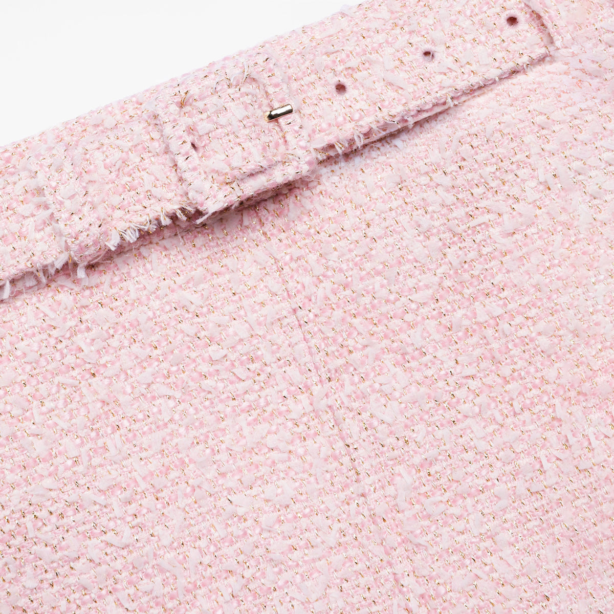 Pembe Buklet Kemer Detaylı Mini Etek