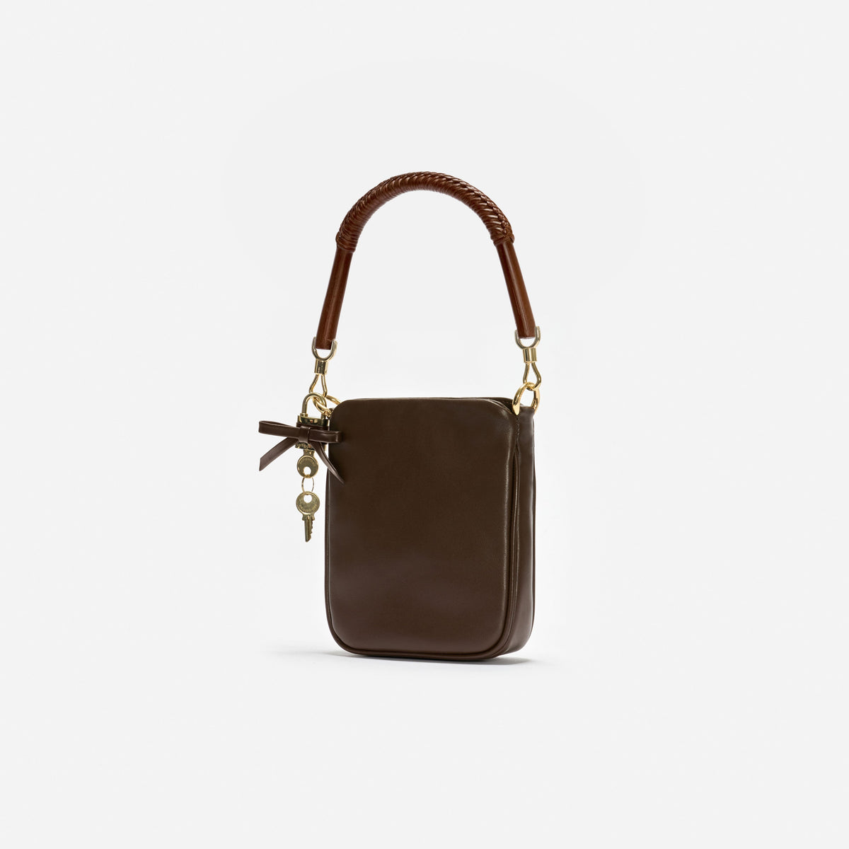Kahverengi Deri Mini Tote Çanta