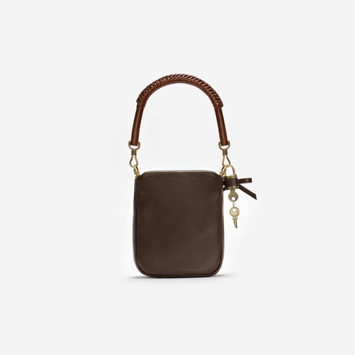 Kahverengi Deri Mini Tote Çanta
