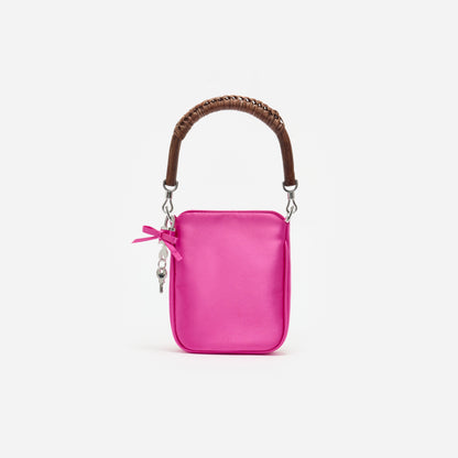 Pembe Saten Mini Tote Çanta