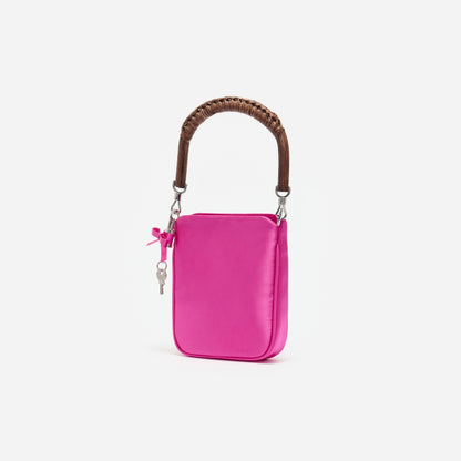Pembe Saten Mini Tote Çanta