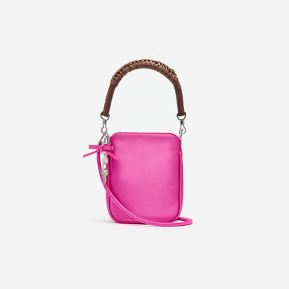 Pembe Saten Mini Tote Çanta