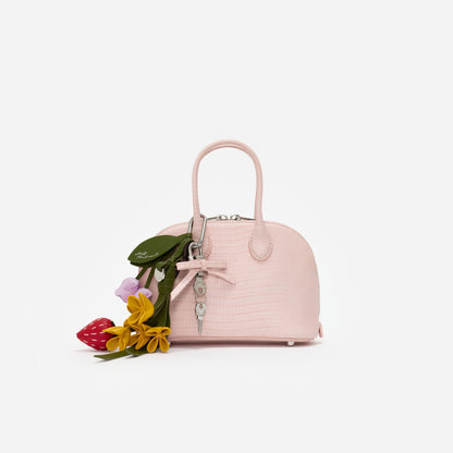 Pembe Kabartma Deri Mini Çanta
