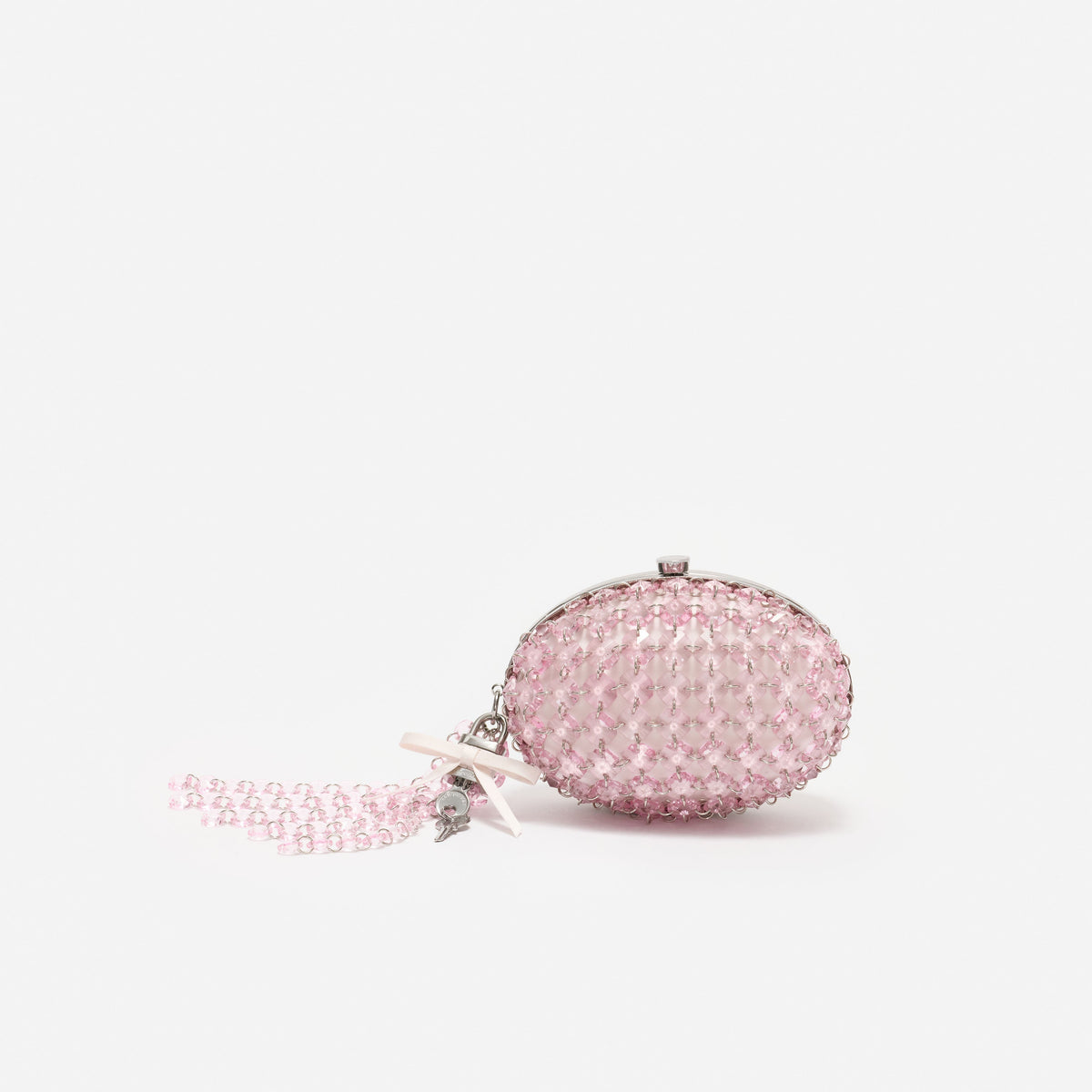 Pembe Oval Kristal Zincir Detaylı Portföy Çanta
