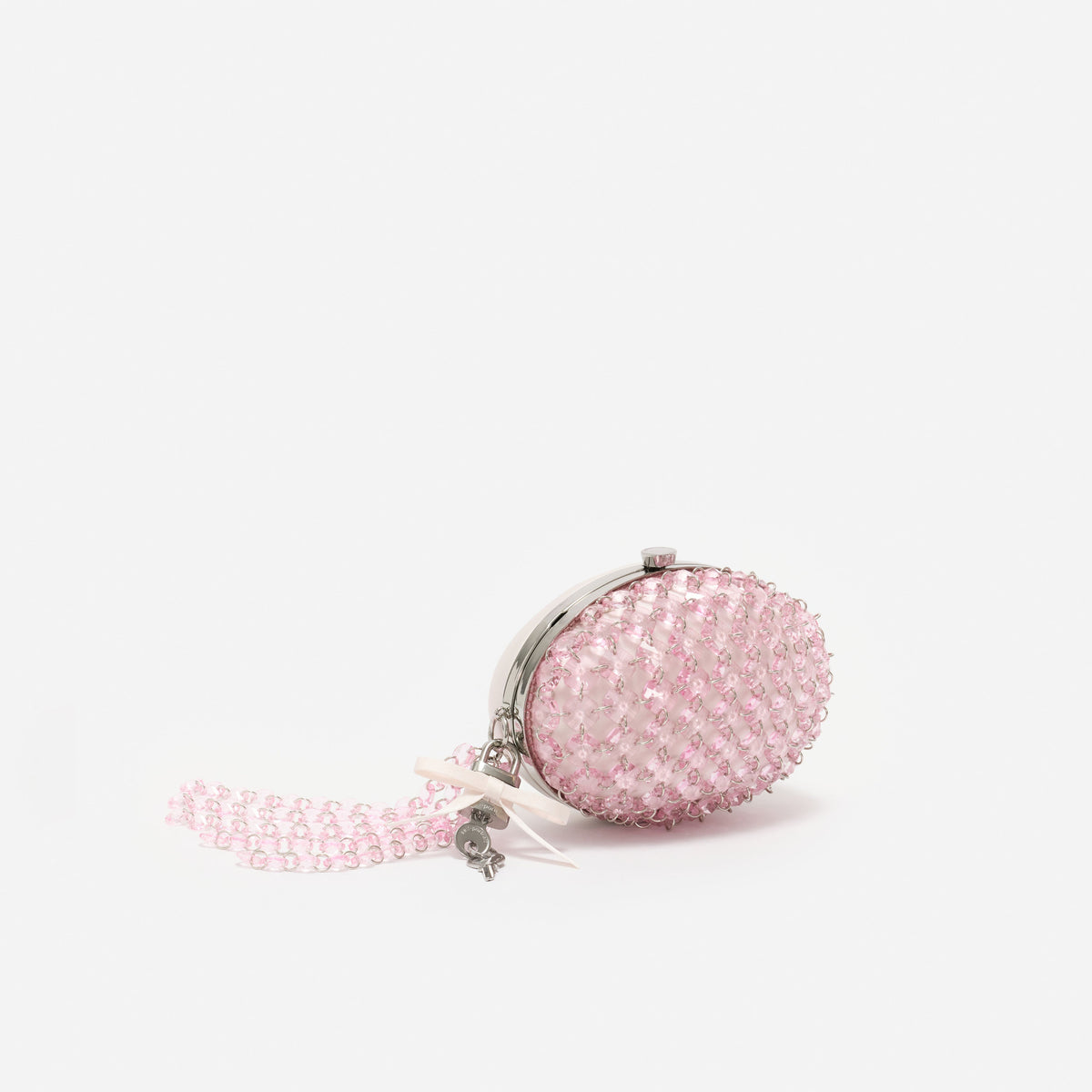 Pembe Oval Kristal Zincir Detaylı Portföy Çanta