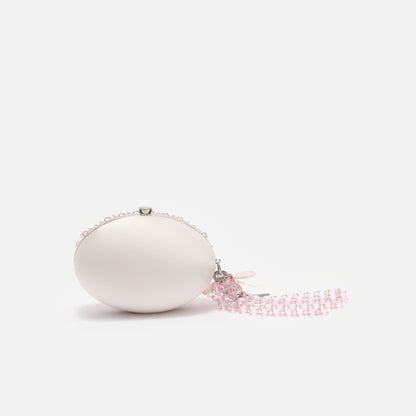 Pembe Oval Kristal Zincir Detaylı Portföy Çanta