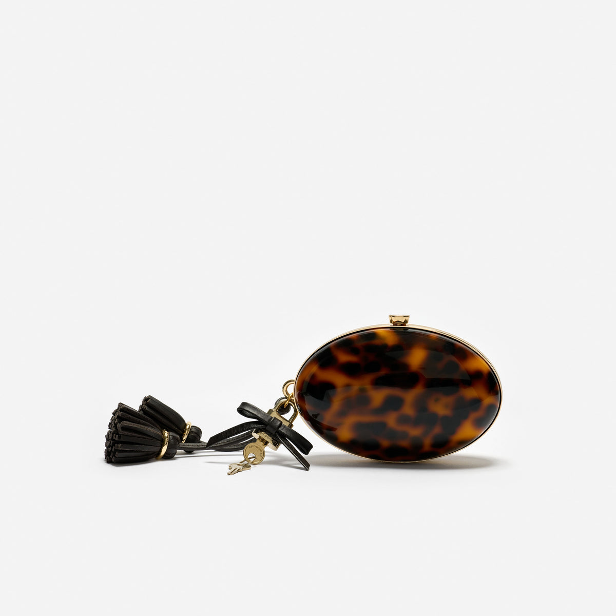 Kahverengi Reçine Oval Clutch Çanta