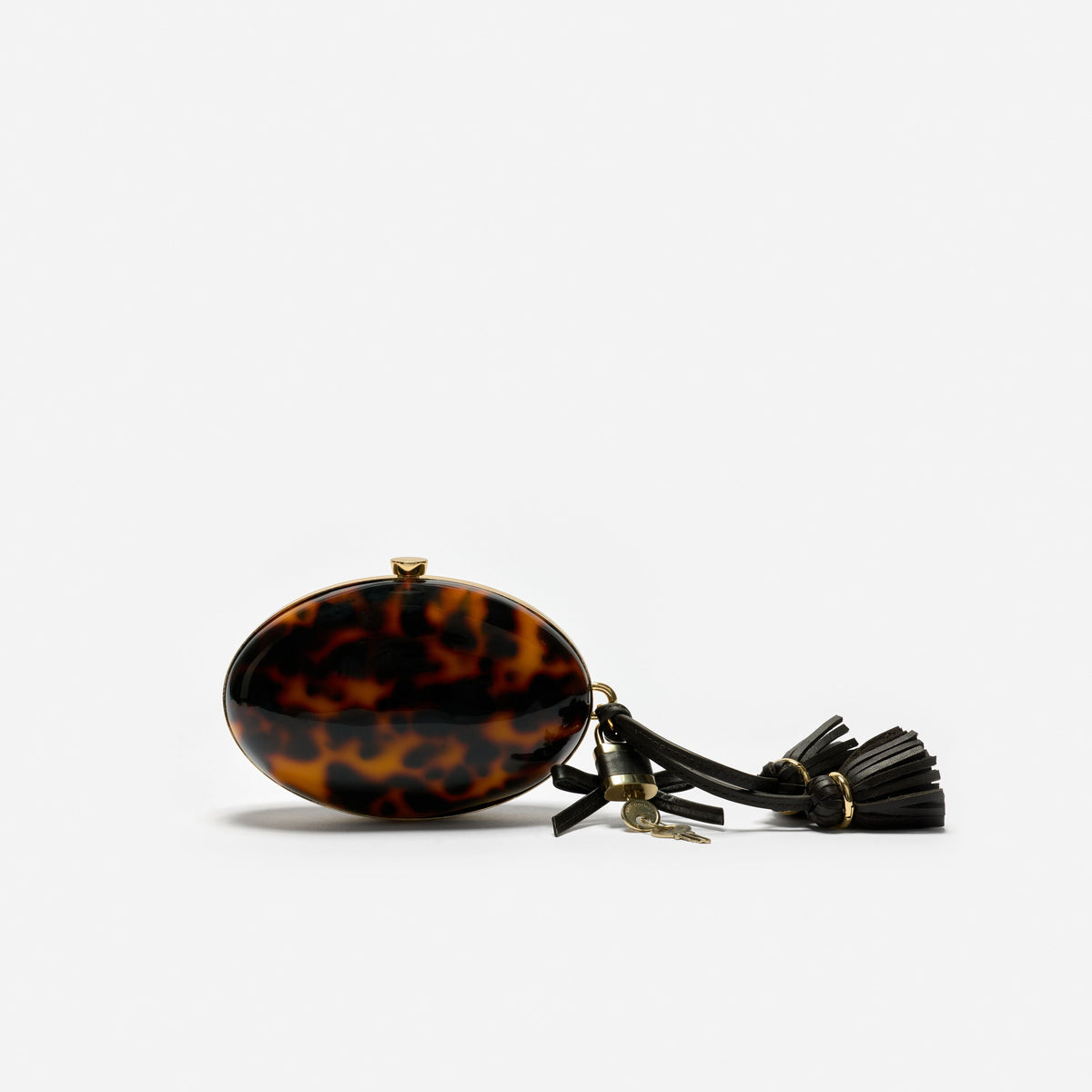Kahverengi Reçine Oval Clutch Çanta