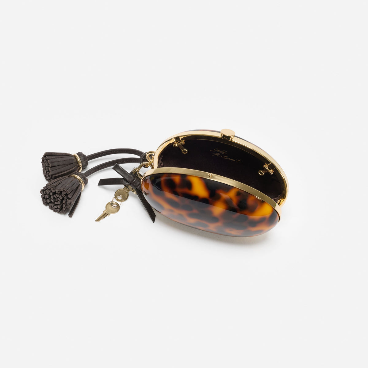 Kahverengi Reçine Oval Clutch Çanta