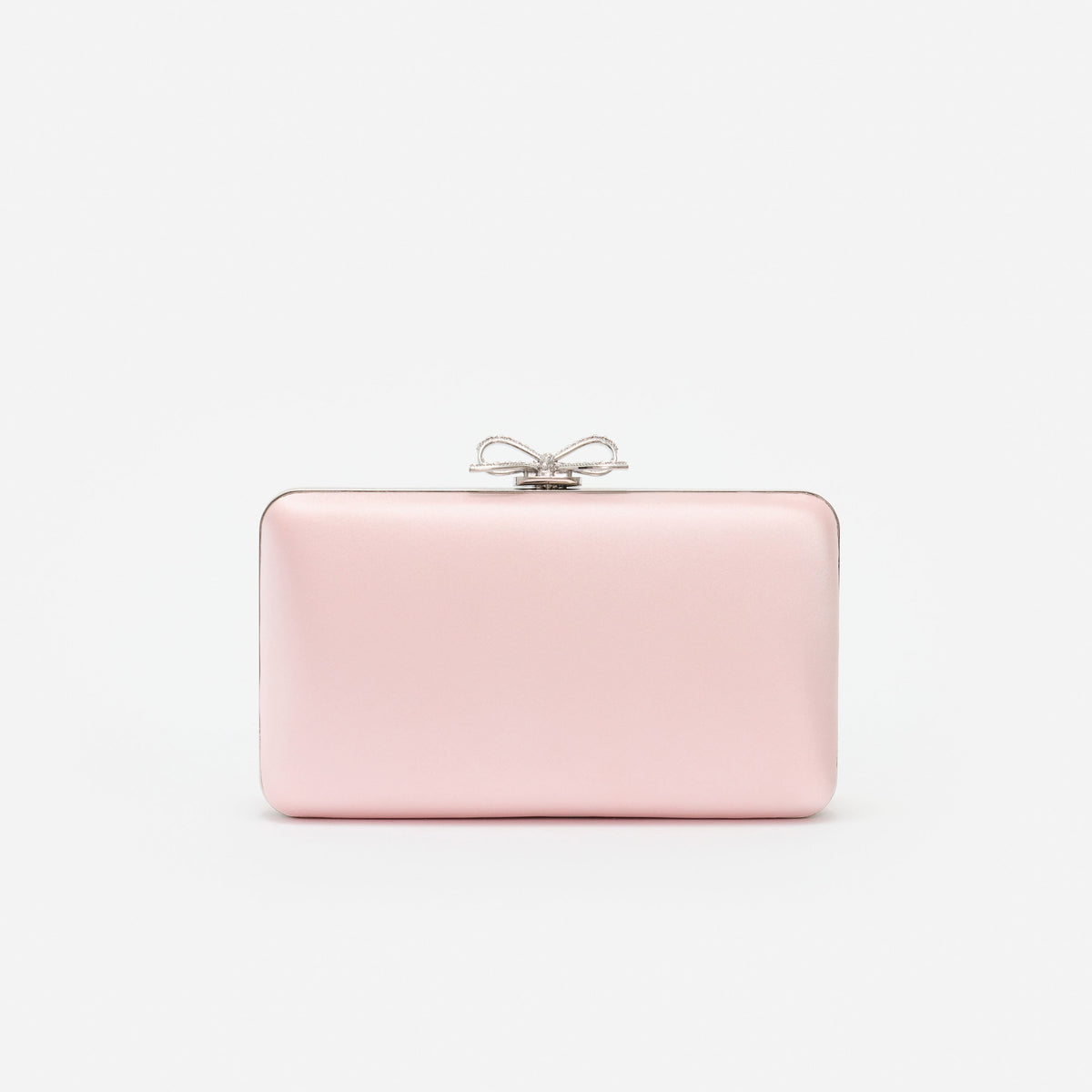 Pembe Saten Kristal Fiyonk Detaylı Mini Portföy Çanta